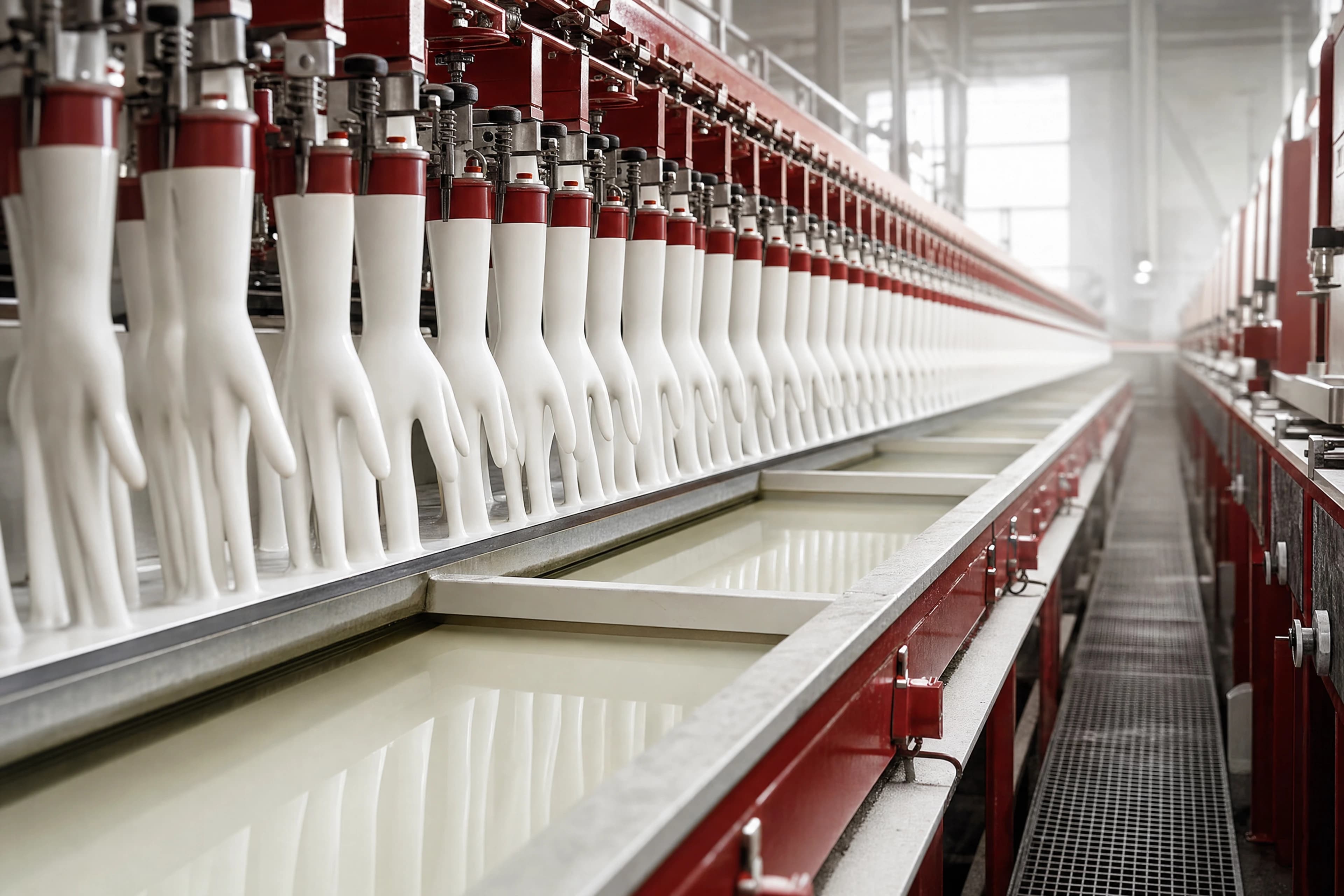A SAMA glove production line in operation